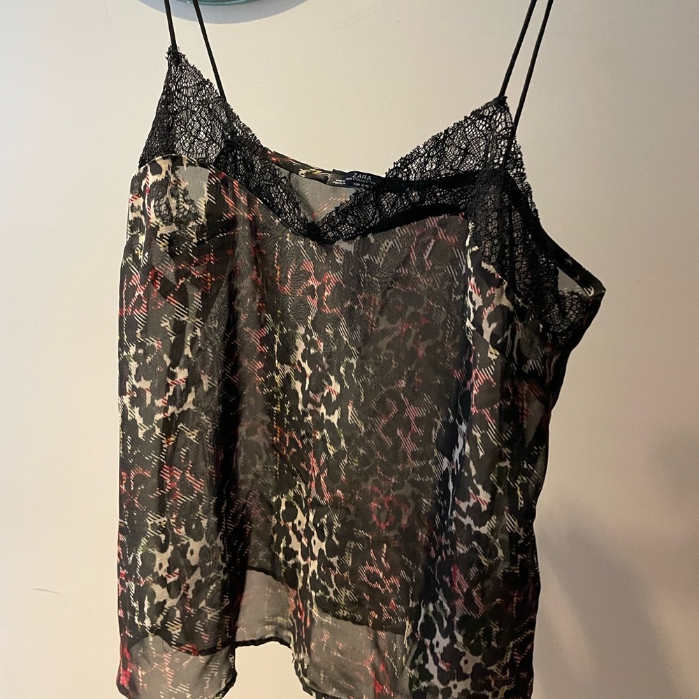 Zara sheer cheetah tank